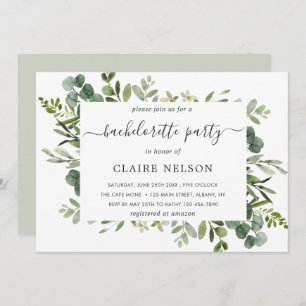 Invitation Eucalyptus Green Foliage Bachelorette Party