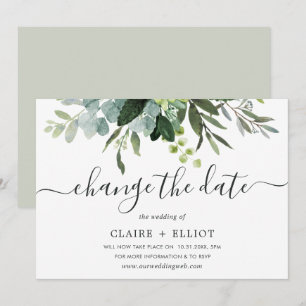 Invitation Eucalyptus Green Foliage Modifier la date Mariage