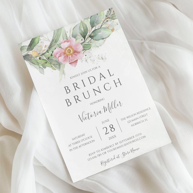 Invitation Eucalyptus Green Gold Feuille Bridal Brunch (Créateur téléchargé)