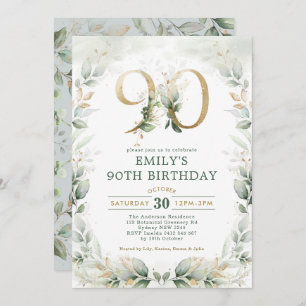Invitation Eucalyptus Green Gold Garden 90e anniversaire