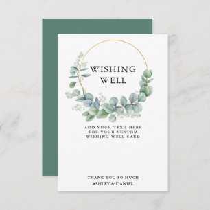 Invitation Eucalyptus Green Gold Mariage Wishing Well Card