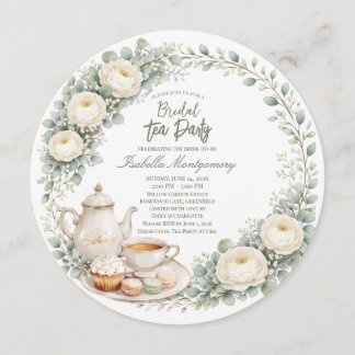 Invitation Eucalyptus Green Palette Tea Party Bridal Shower
