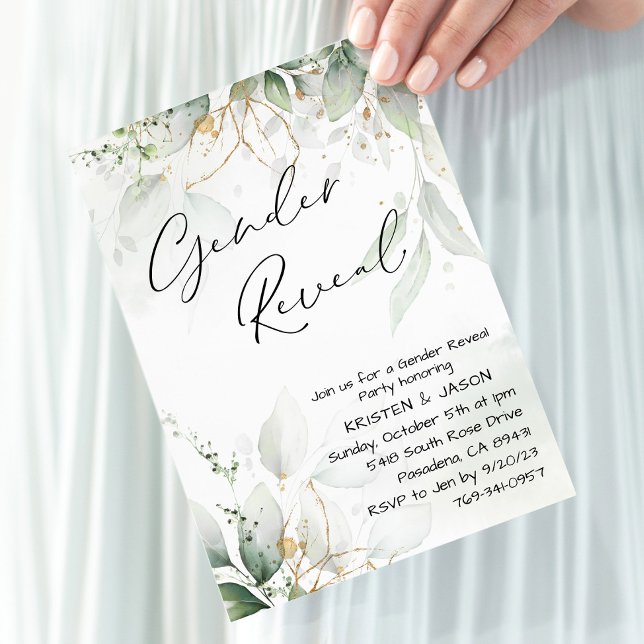 Invitation Eucalyptus Green Party de révélation de genre (Créateur téléchargé)