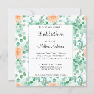 Invitation Eucalyptus Green Peach Bridal Douche
