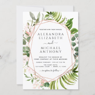 Invitation Eucalyptus Green Photo Foliage Elégant Mariage