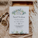 Invitation Eucalyptus Green Sweet sixteen fête d'anniversaire<br><div class="desc">Cette invitation à la fête d'anniversaire de sweet sixteen vert d'eucalyptus est parfaite pour une simple célébration de seizième anniversaire. Le design se décline en roses éclatants illustrés de violet,  blanc,  bleu et rose,  nichés dans un beau bouquet de feuilles vert eucalyptus.</div>