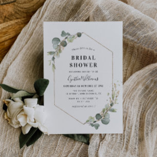 Invitation Eucalyptus greenery geometric bridal shower