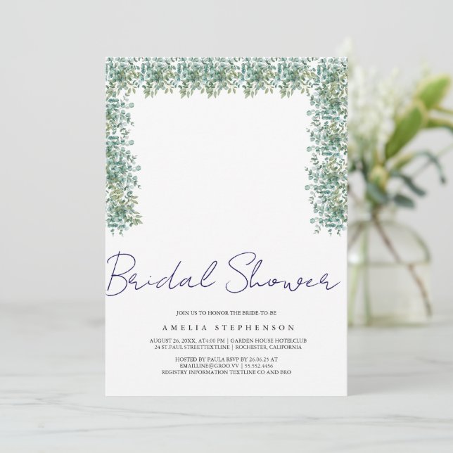 Invitation eucalyptus greenery wedding (Debout devant)