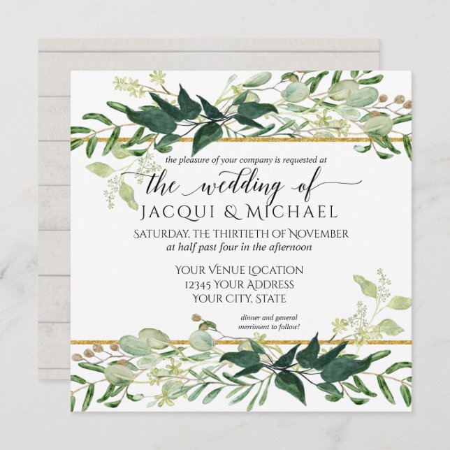 Invitation Eucalyptus Grove Greenery Rustic Winery Mariage (Devant / Derrière)