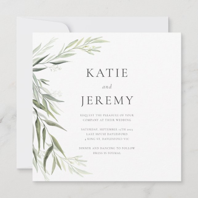 Invitation Eucalyptus Gum Feuille Mariage de verdure (Devant)
