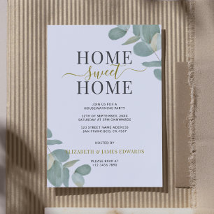 Invitation Eucalyptus Home Sweet Home Fête du réchauffement d