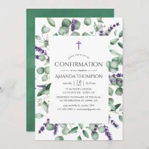 Invitation Eucalyptus Lavande de verdure Confirmation