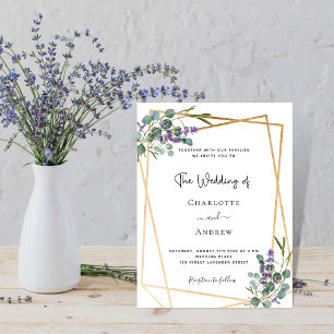 Invitation Eucalyptus lavande mariage géométrique floral
