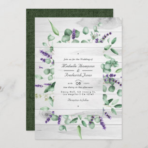 Invitation Eucalyptus Lavender Russe Pays Code QR Mariage