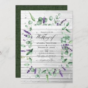 Invitation Eucalyptus Lavender Rustique Pays Mariage Dans