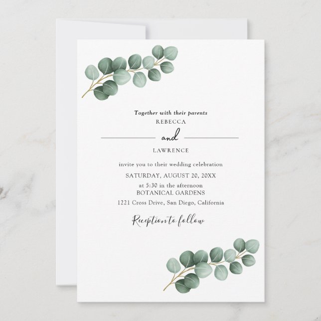Invitation Eucalyptus Leaves Greenery  (Devant)