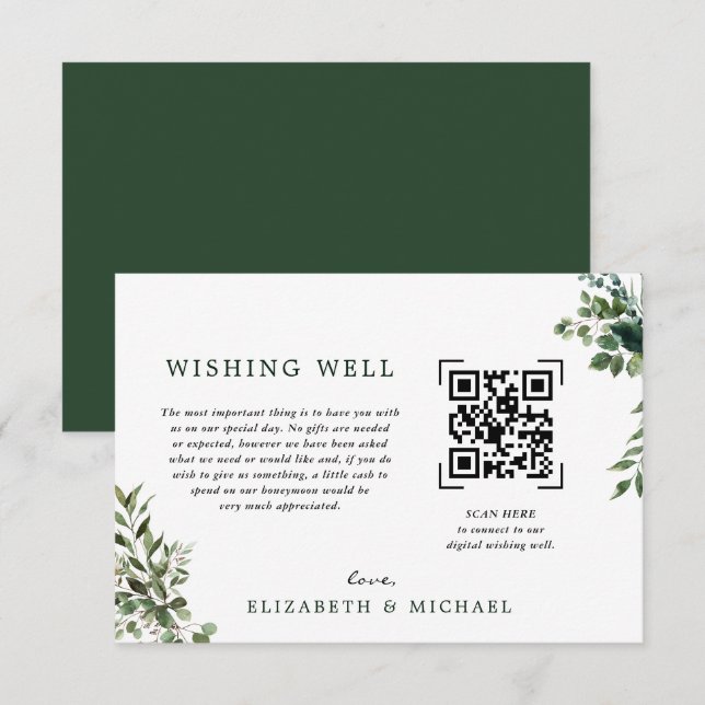 Invitation Eucalyptus | Mariage d'analyse de code QR qui souh (Devant / Derrière)