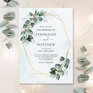 Invitation Eucalyptus Mariage de feuillage de l'aquarelle géo