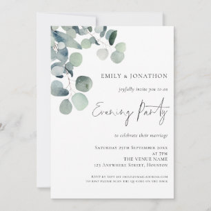 Invitation Eucalyptus Mariage soirée aquarelle