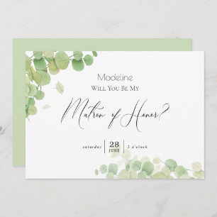 Invitation Eucalyptus Matron d'honneur du printemps moderne