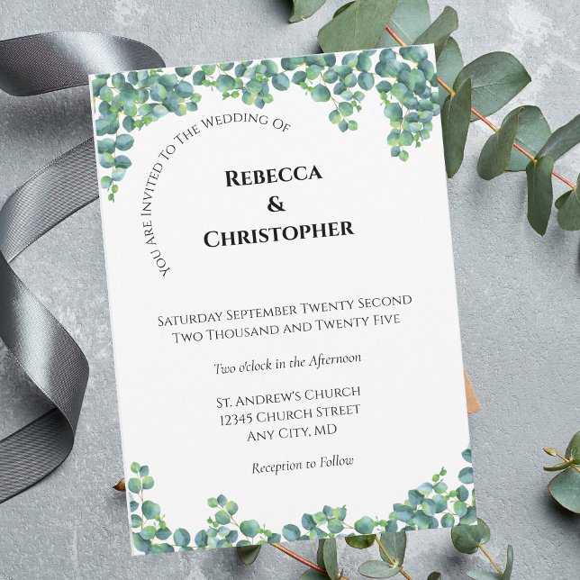 Invitation Eucalyptus Minimaliste Simple Mariage moderne (Créateur téléchargé)