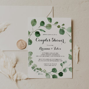 Invitation Eucalyptus Moderne Calligraphie Couples Douche