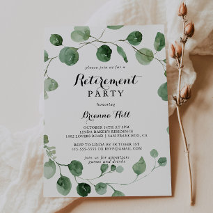 Invitation Eucalyptus Moderne Calligraphie Parti de retraite