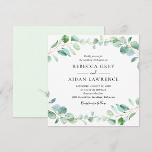 Invitation Eucalyptus moderne Carré Mariage de feuillage