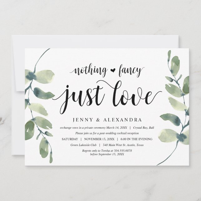 Invitation Eucalyptus Moderne, Célébration de Mariage en Inti (Devant)