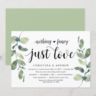 Invitation Eucalyptus Moderne, Encre Noire, Fuite de Mariage