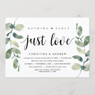 Invitation Eucalyptus Moderne, Encre Noire, Fuite de Mariage