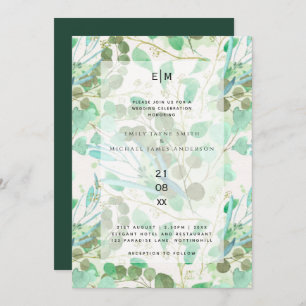 Invitation Eucalyptus moderne Feuille mariage vert invite