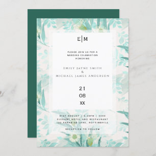 Invitation Eucalyptus moderne Feuille mariage vert invite
