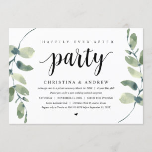 Invitation Eucalyptus moderne, Mariage Elopement Célébration
