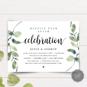 Invitation Eucalyptus moderne, Mariage Elopement Célébration