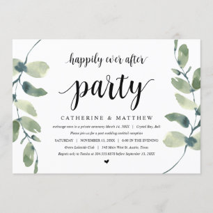 Invitation Eucalyptus moderne, Noir, Mariage Elopement Party