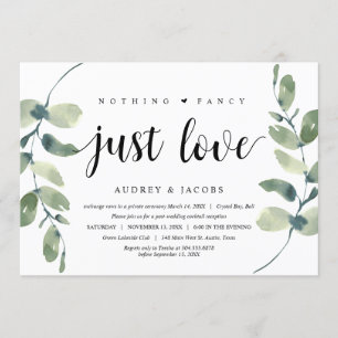 Invitation Eucalyptus moderne, Parti Elopement Mariage