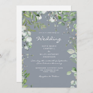 Invitation Eucalyptus moderne Pas de parents Dusty Mariage bl