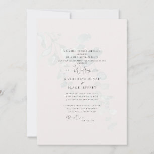 Invitation Eucalyptus Muet pâle Blush Les deux parents Mariag