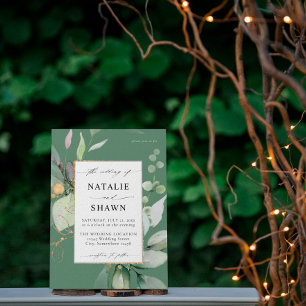 Invitation Eucalyptus Or Lumineux Vert Mariage Olive Green