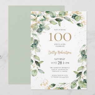 Invitation Eucalyptus pour les 100 ans