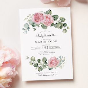 Invitation Eucalyptus Rose Rose Arc Floral Arch Bébé saupoudr
