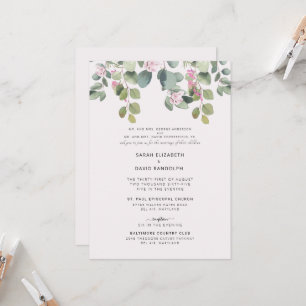 Invitation Eucalyptus & Rose Rose Deux Lieux Les Deux Parents
