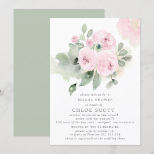 Invitation Eucalyptus Rose Rose Rose Fête des mariées Florale