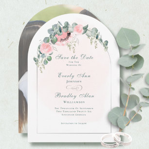Invitation Eucalyptus Rouge Floral Archivée Enregistrer la Da
