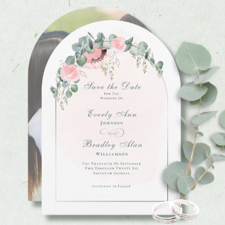 Invitation Eucalyptus Rouge Floral Archivée Enregistrer la Da