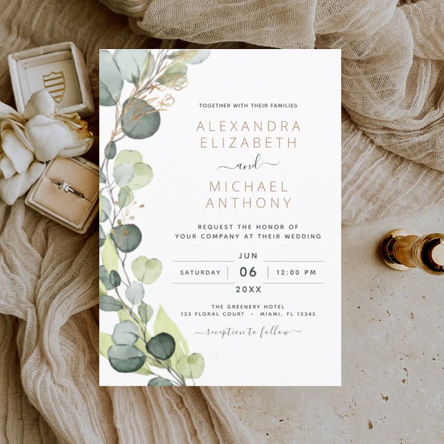 Invitation Eucalyptus Rustic Botanical Greenery Mariage (Créateur téléchargé)