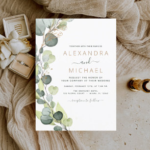 Invitation Eucalyptus Rustic Botanical Greenery Mariage