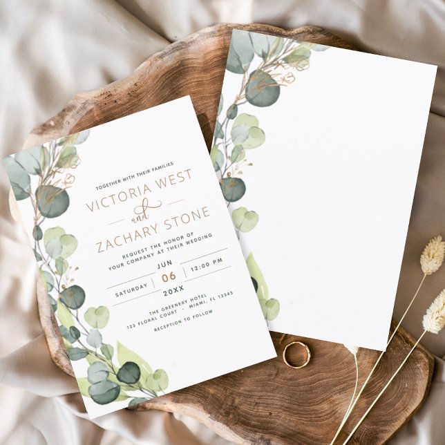 Invitation Eucalyptus Rustic Botanical Greenery Mariage (Créateur téléchargé)