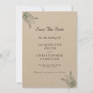 Invitation Eucalyptus Rustic Eco Friendly Enregistrer La Date